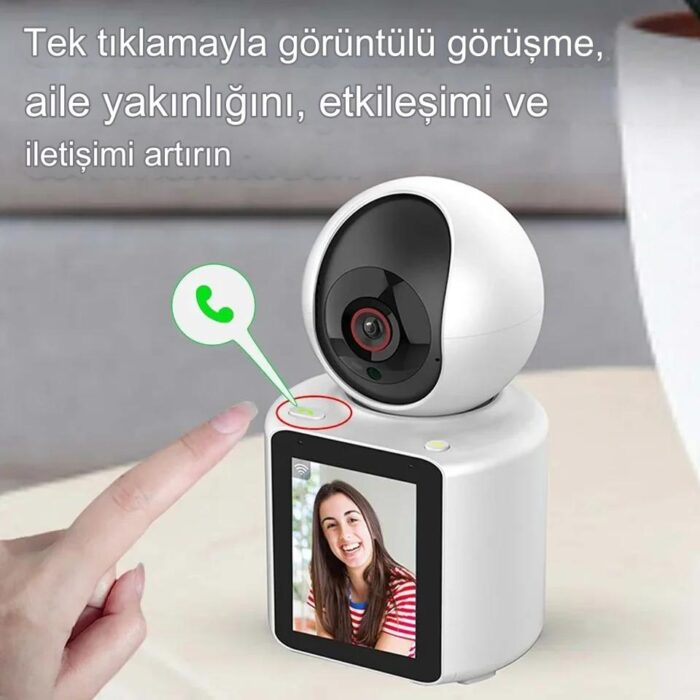 Wificam Plus Ekranlı Görüntülü Görüşme Sağlayan Yeni Nesil Akıllı Kamera Ev-Işyeri-Ofis-Bebek-Yaşlı Hasta Kamerası Ürünü